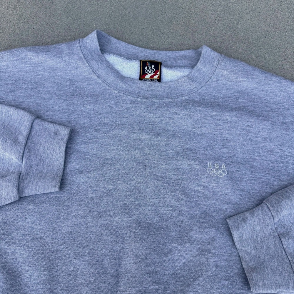 Vintage 90s USA Olympic Team Sweatshirt XXL Gray Made in USA JCPenney Exclusive